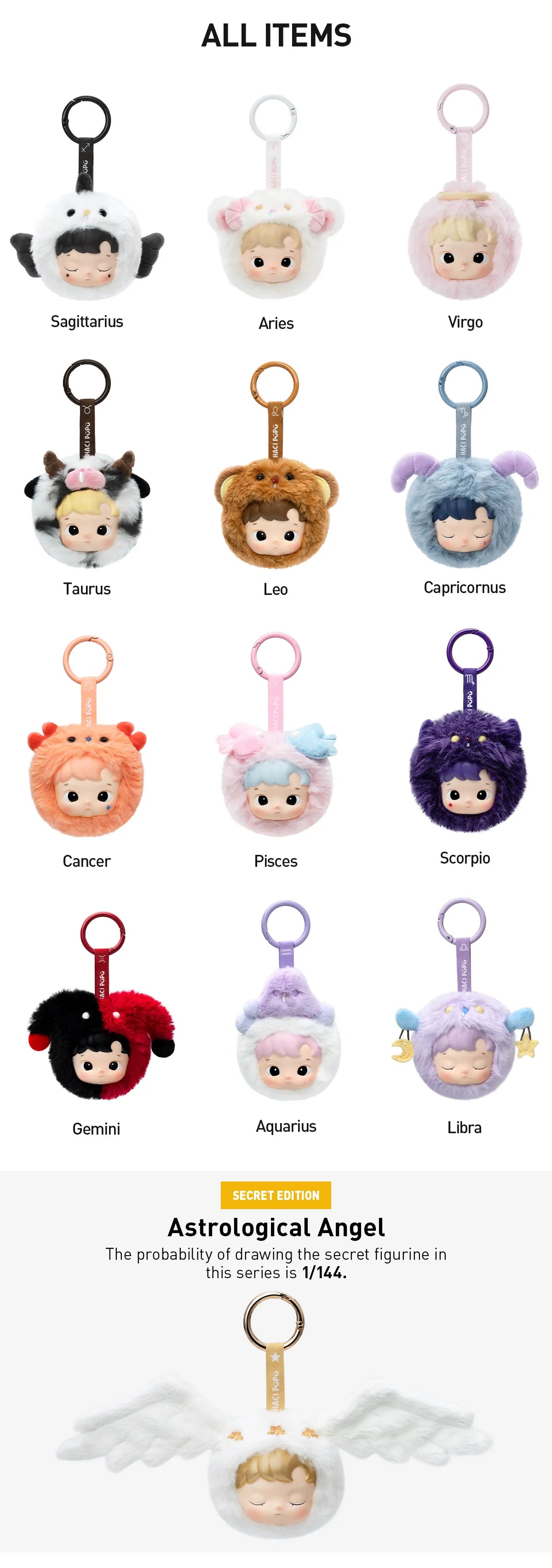 POP MART HACIPUPU - The Constellation Series Vinyl Plush Pendant